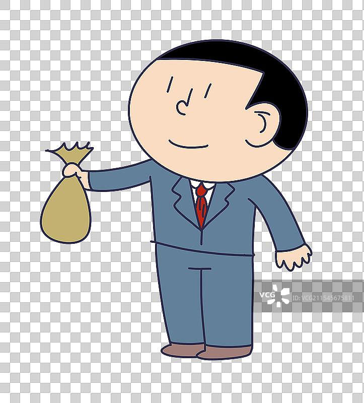 拿着钱袋的西装套装人物图片素材