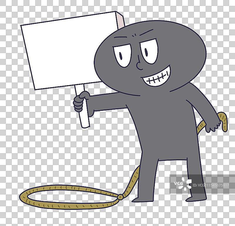 举牌拿着套索套路陷阱的坏人图片素材