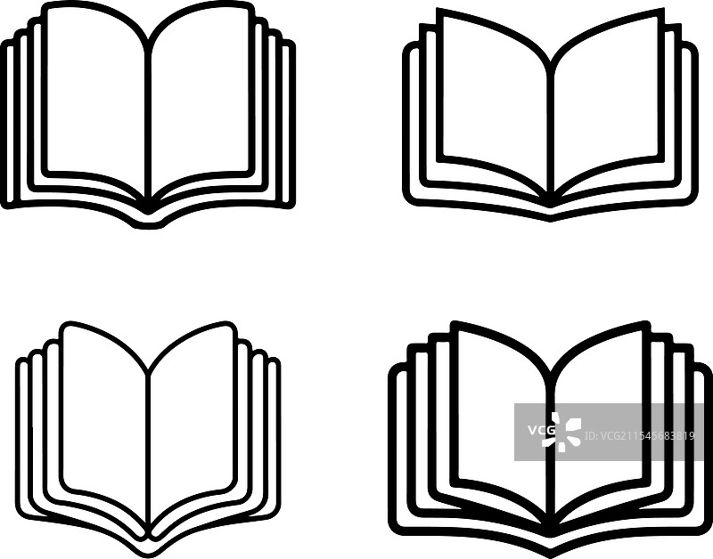 打开书本轮廓图标集图片素材