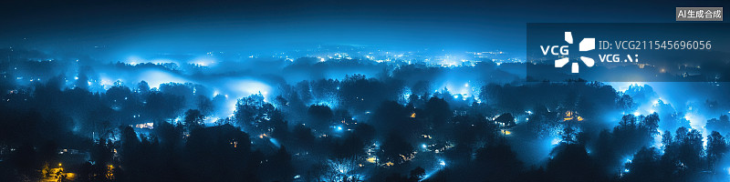 【AI数字艺术】梦幻冬日仙境暮色中雾凇森林的航拍视角自然景观夕阳晨雾背景海报度假自驾游图片素材