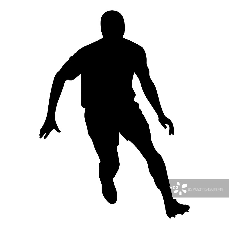 运动中的足球运动员剪影图片素材
