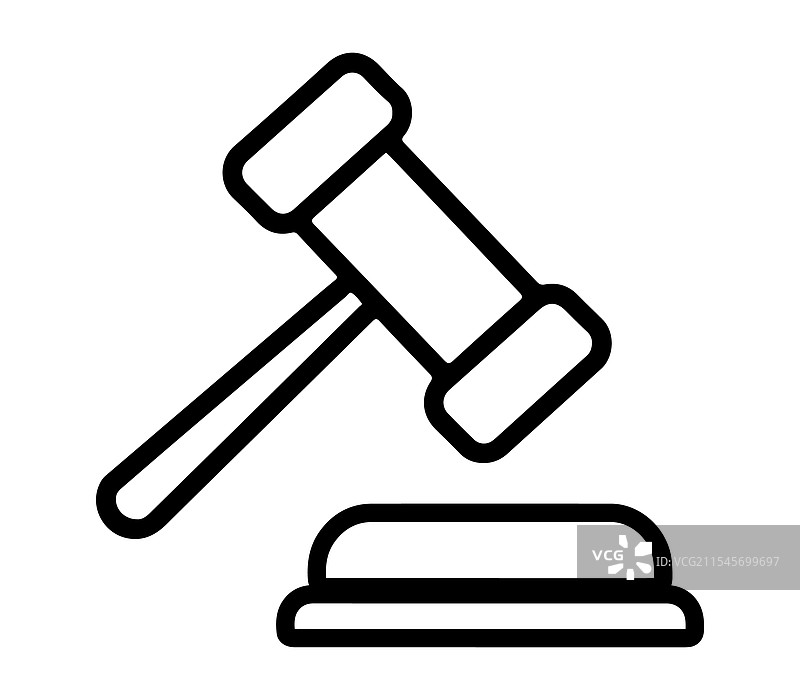 法官槌的黑色线条图标图片素材