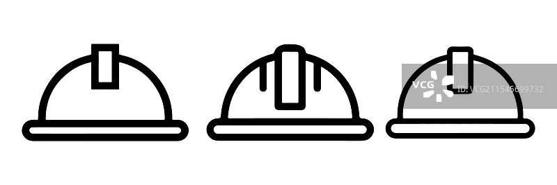 建筑安全帽轮廓图标集图片素材