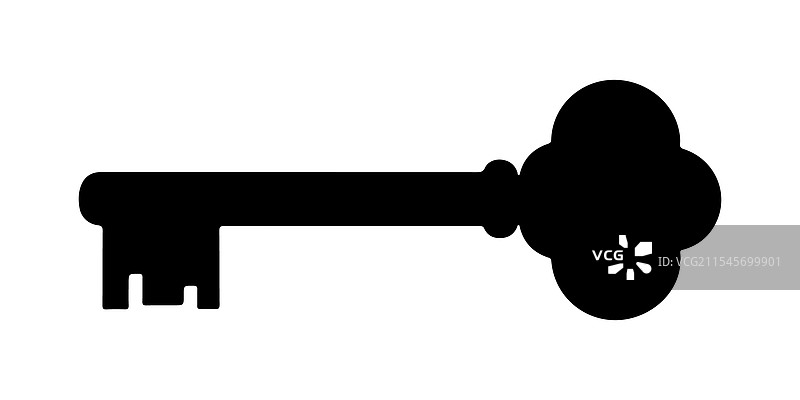 白色背景上的钥匙剪影图片素材