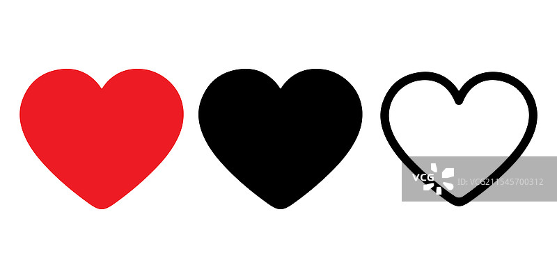 白色背景上的爱心图标集图片素材