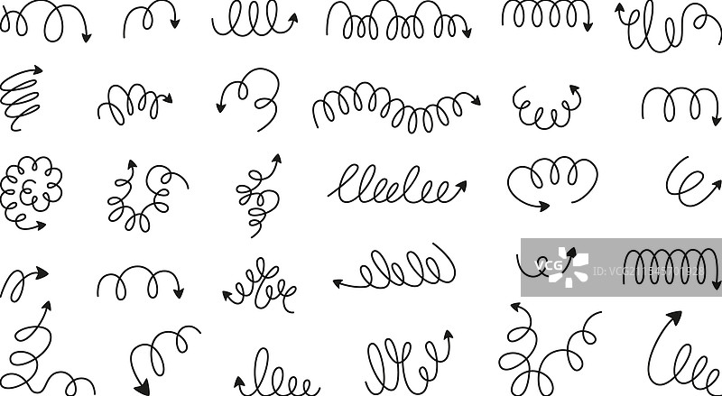 涂鸦螺旋箭头灵活弹簧手绘图片素材