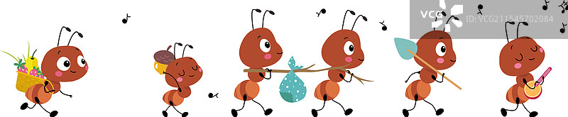 搞笑的工作蚂蚁角色，卡通蚂蚁在走路图片素材