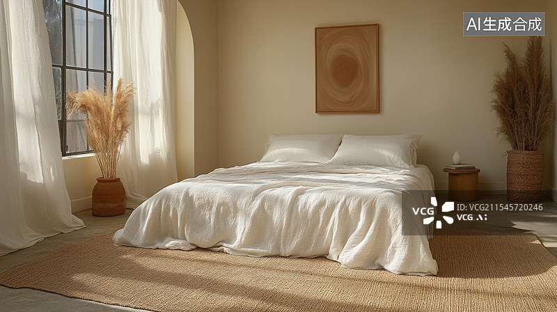 【AI数字艺术】现代简约卧室图片素材