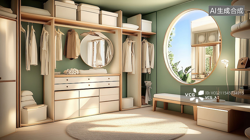 【AI数字艺术】现代简约衣帽间图片素材