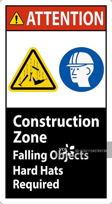 注意：施工区域有落物危险图片素材