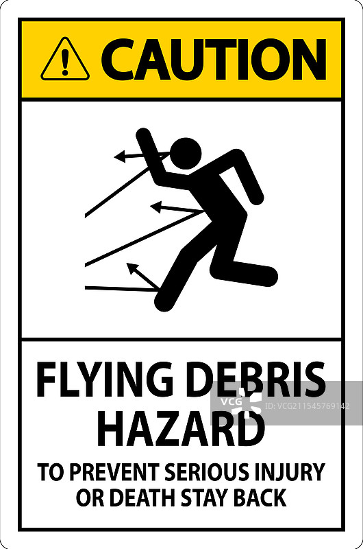 警告标志：飞散物品危险 - 以防止图片素材