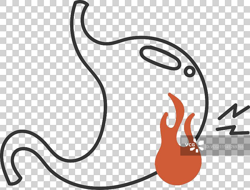 手绘涂鸦的胃灼热图片素材