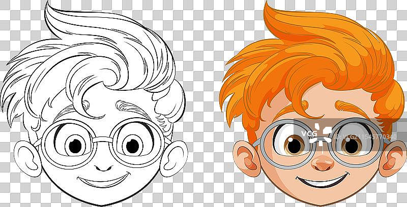 一个快乐的戴眼镜的小男孩图片素材