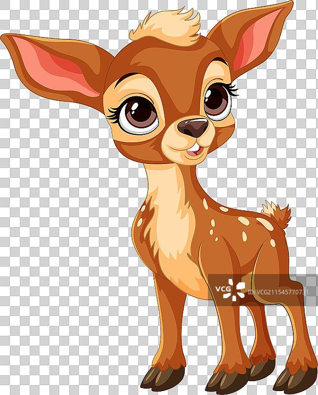 可爱的大眼小鹿带着顽皮的微笑站着图片素材