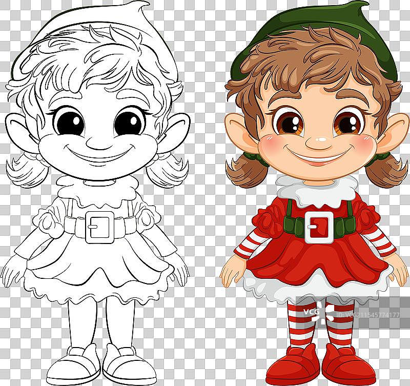 色彩丰富且轮廓分明的快乐精灵女孩图片素材