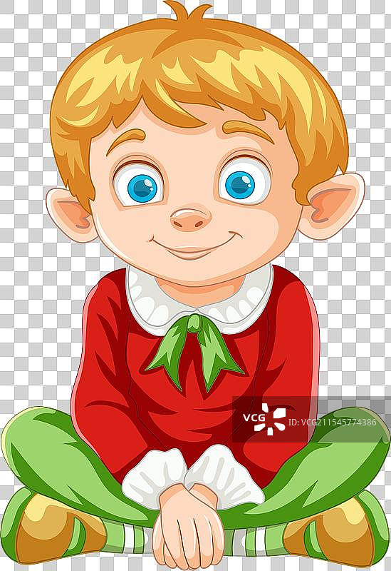 穿着节日服装的微笑卡通男孩图片素材
