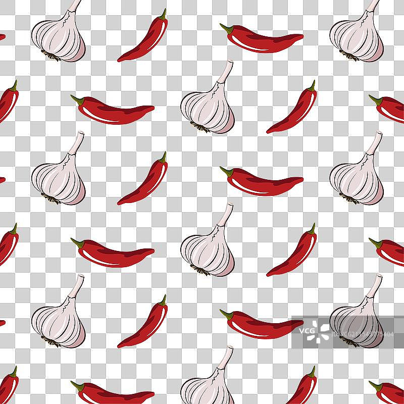 大蒜和胡椒的图案图片素材