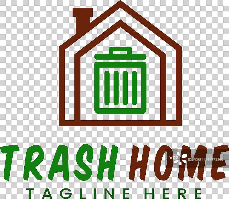 抽象房屋垃圾桶标志模板图片素材