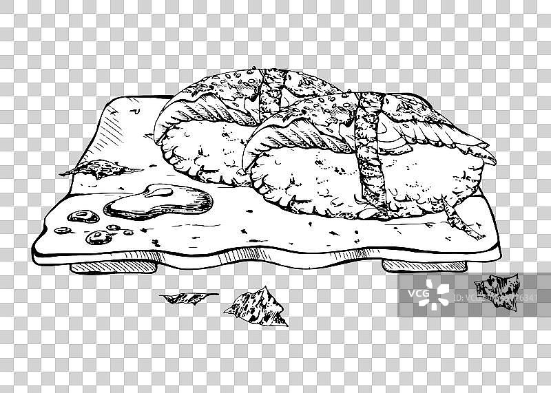 日式料理：陶瓷盘上的握寿司套餐图片素材