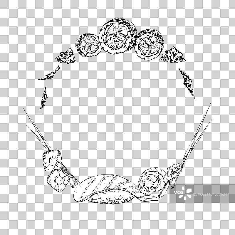 日本料理：阿拉斯加鳗鱼卷生鱼片寿司图片素材