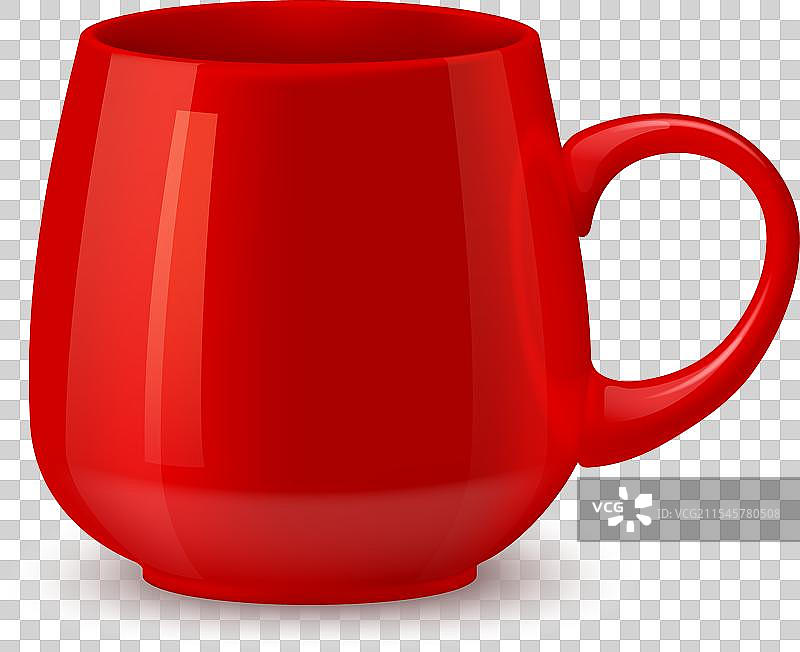 红色陶瓷咖啡杯或茶杯3D模型图片素材