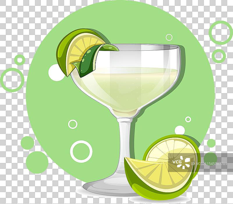 装饰性的鸡尾酒，配有青柠装饰图片素材