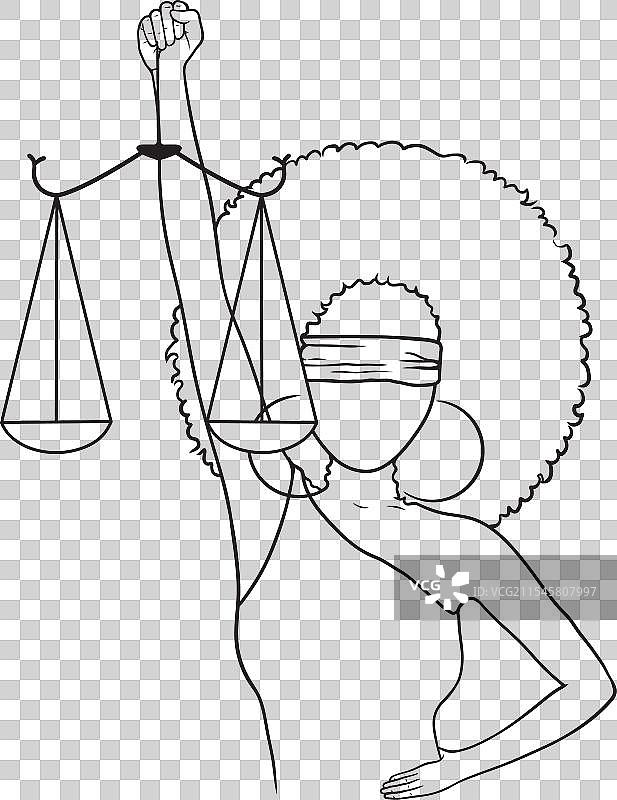 黑白色背景上的女性正义形象图片素材