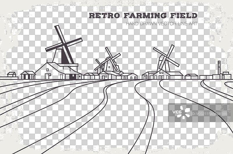 复古农田线条艺术图片素材