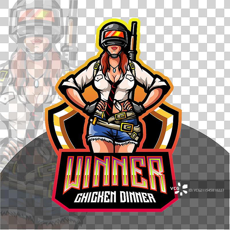 女性射击游戏电子竞技标志吉祥物设计图片素材