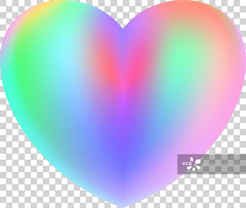 全息心形流体液体铬心形图片素材