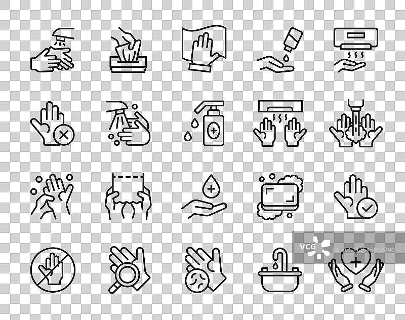 洗手图标，清洁的手掌与水和图片素材