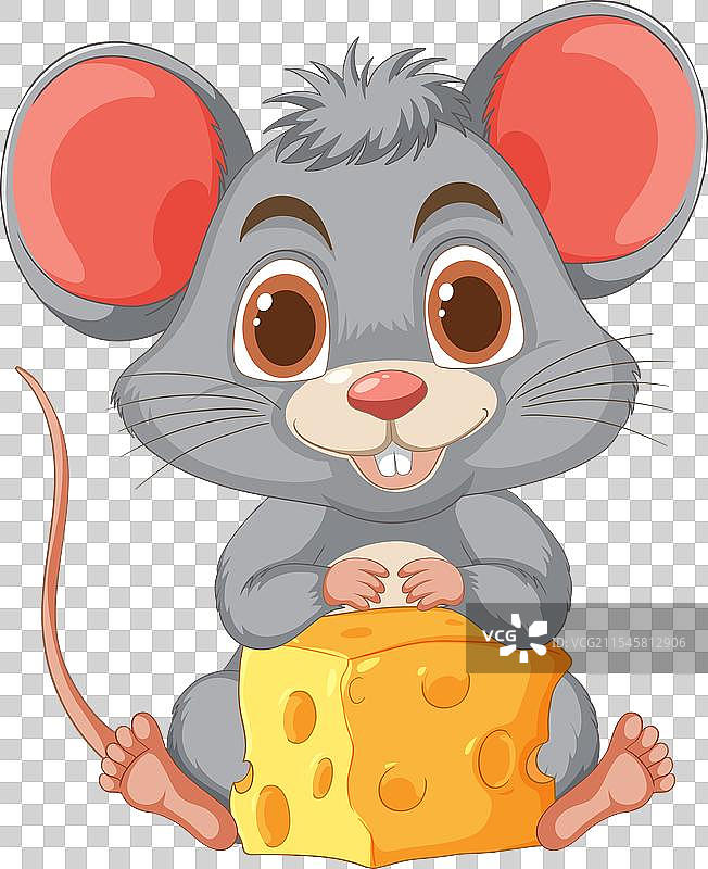 可爱的卡通老鼠抱着一个大大的黄色物体图片素材