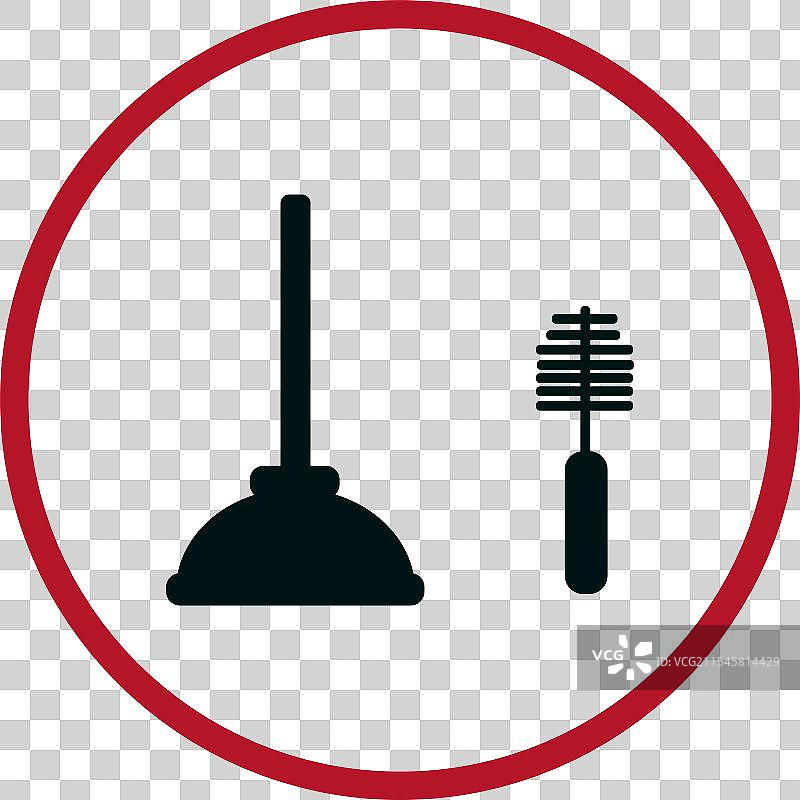 马桶刷和抽水器的图标图片素材