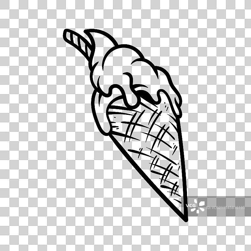 冰淇淋甜筒绘画着色线条艺术风格图片素材