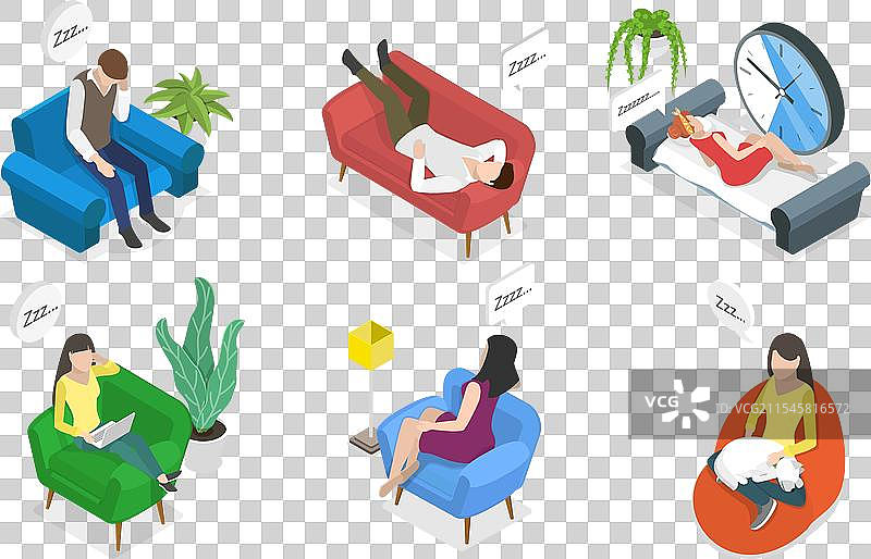 3D等距平面人物图图片素材