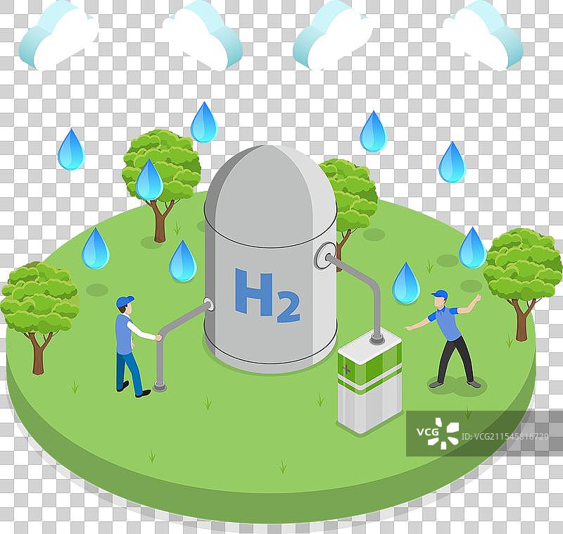 绿色的三维等距平面图图片素材