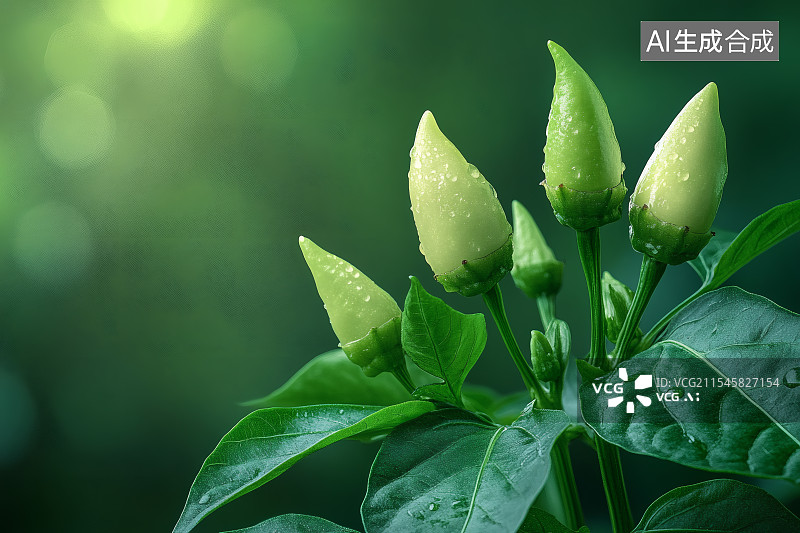 【AI数字艺术】绿色未成熟的小米椒图片素材