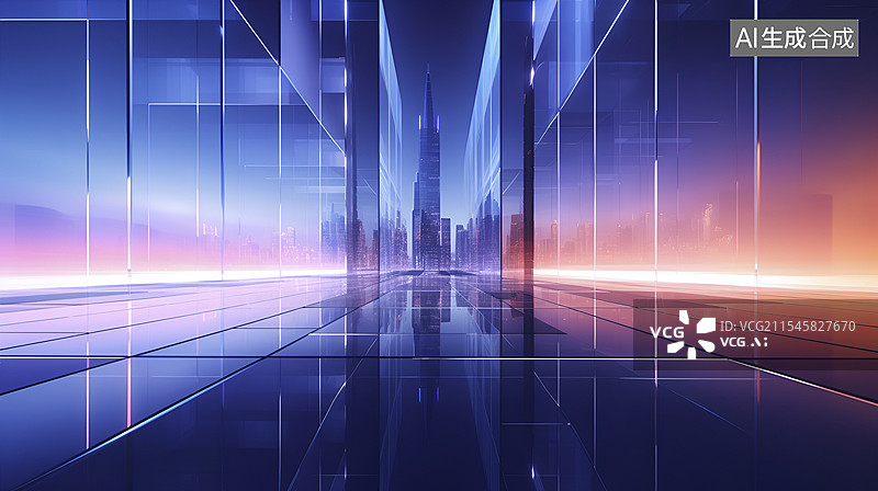 【AI数字艺术】抽象城市建筑背景图片素材