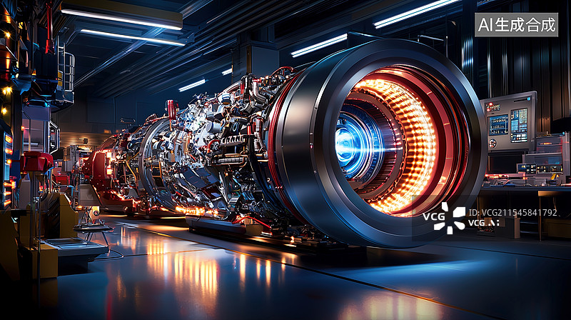 【AI数字艺术】未来科技感涡轮引擎图片素材