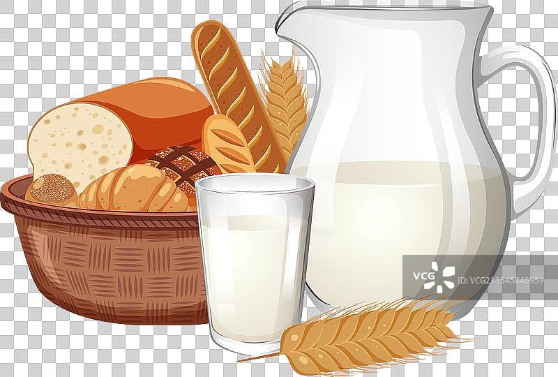 新鲜面包和燕麦奶图片素材