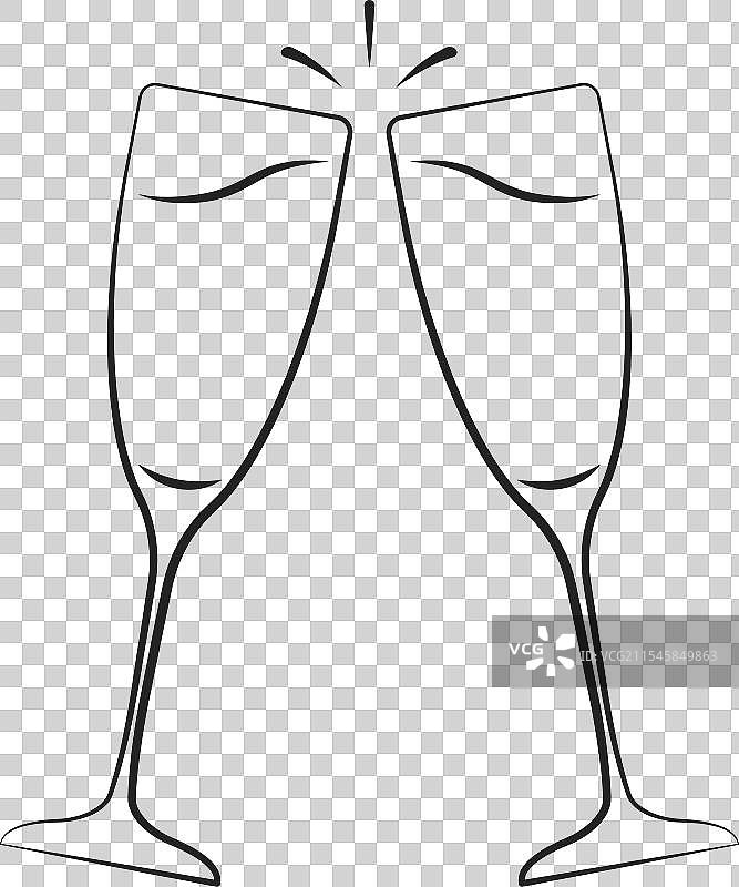 两个手绘香槟杯或祝酒图标图片素材