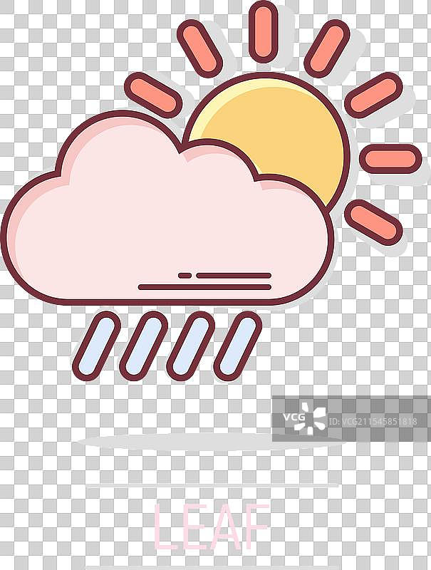 漫画风格的天气图标：太阳、云朵和雨水图片素材