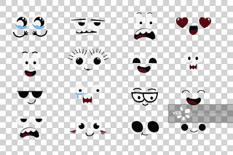 可爱的疯狂眼睛面部情绪漫画表情图片素材