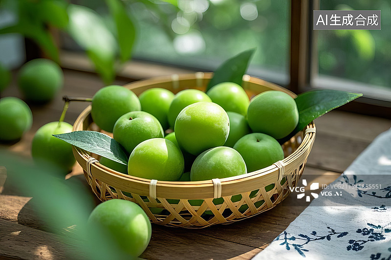 【AI数字艺术】一篮青梅 青梅图片素材