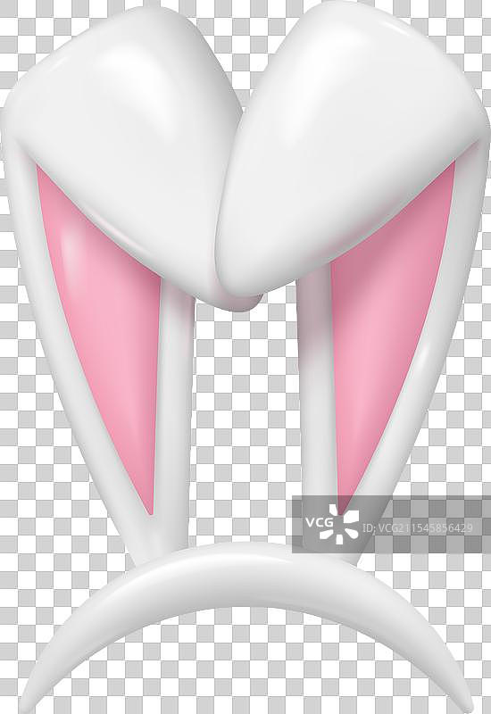 3D复活节兔耳朵，孤立的逼真兔耳图片素材