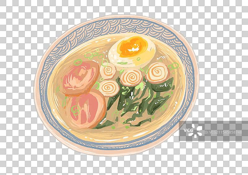 美食日式豚骨拉面手绘插画免抠元素图片素材