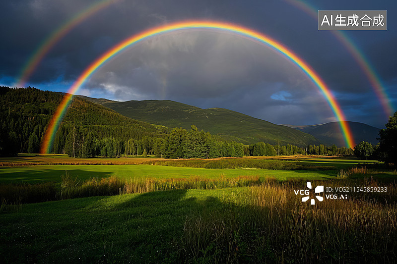 【AI数字艺术】双彩虹 自然景观图片素材
