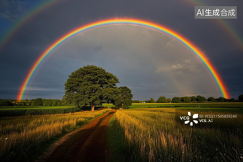 【AI数字艺术】双彩虹 自然景观图片素材