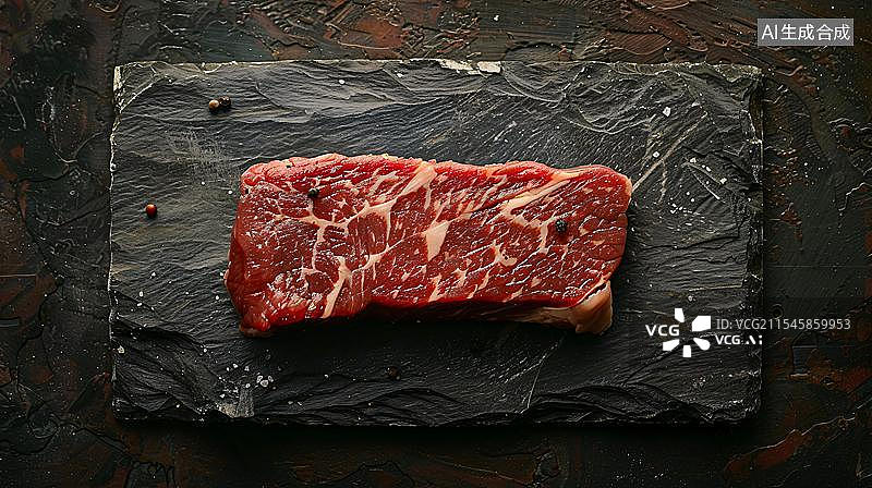 【AI数字艺术】石板上的鲜嫩多汁的牛排图片素材