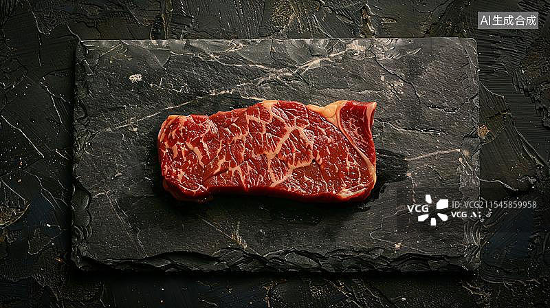 【AI数字艺术】石板上的鲜嫩多汁的牛排图片素材